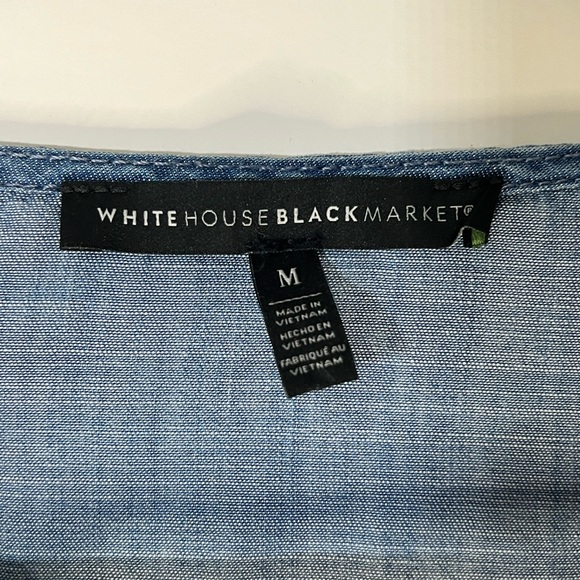 White House Black Market 3/4 Sleeve Lace Up Chambray Denim Top Size: Medium - Picture 4 of 4